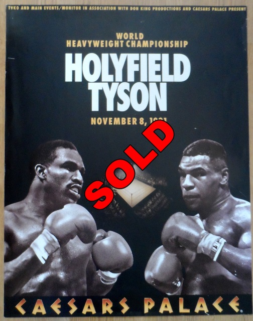 BUDWEISER-Evander Holyfield vs Mike Tyson 1991 Cancelled Fight Poster 29x19-NEW 