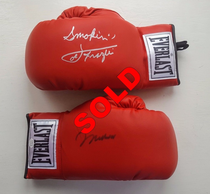 Muhammad Ali & Joe Frazier signed boxing gloves (Online Authentics)